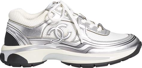 silver chanel sneakers|Chanel rev white silver sneakers.